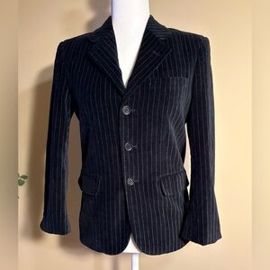 EUC Blazer: Velveteen, Black, Pinstriped, Fully Lined, Pierre Cardin
